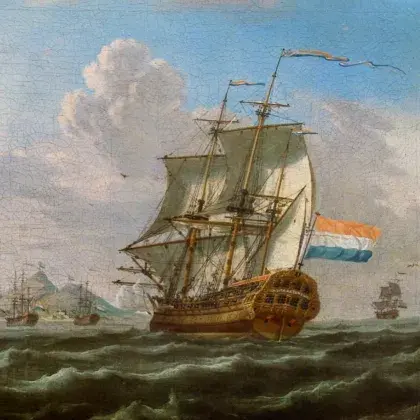 Gemälde mit Schiff