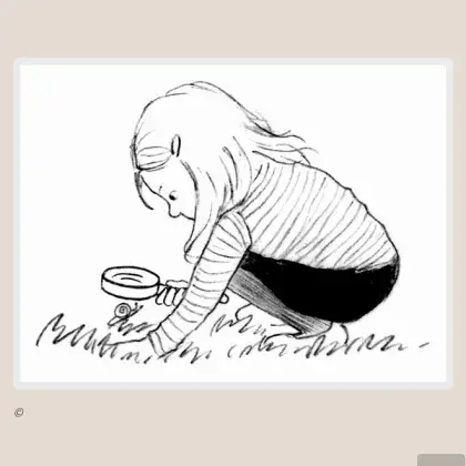 Illustration von Kind mit Lupe